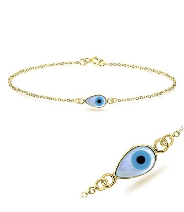 Gold Plated Evil Eye Silver Bracelet BRS-203-GP